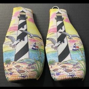 A Gift Corp Lighthouse Collectible Can Bottle Drink Koozie "Savannah GA"